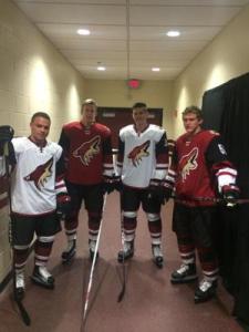The front look of the Arizona Coyotes new sweaters (Photo Credit: @GregDillard)